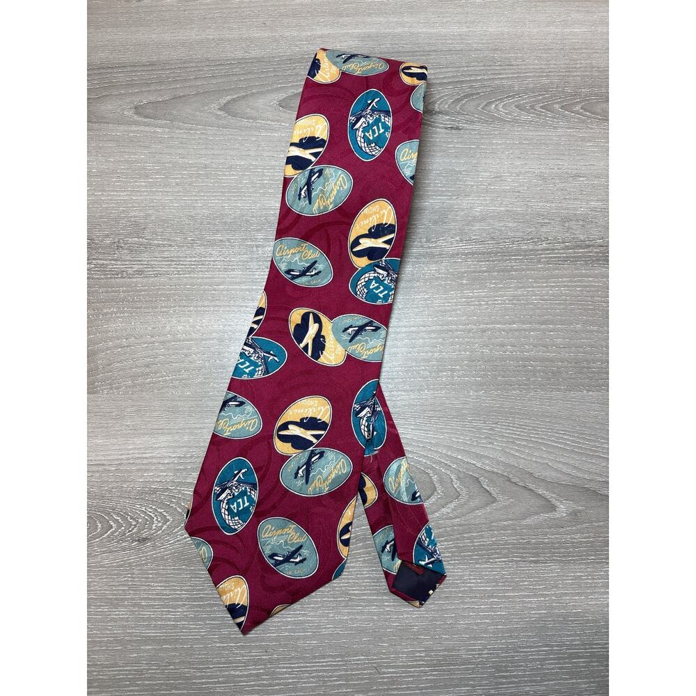 VTG Chaps Ralph Lauren Airport Club TCA Airline Designer Men's Silk Tie USA- EUC